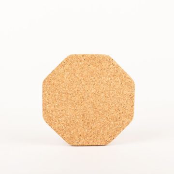 Osmihranný podtácek z lisovaného korku MANARA, přírodní, 1,5 cm, Ø18 cm