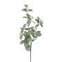 Dekorativní větev eukalyptu PLAVEN s květy, zelená, 70cm