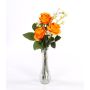 Umělá kytice růží SIMONY s dekorační zelení, oranžová, 55cm, Ø20cm