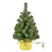 Plastový vánoční stromek WARSCHAU, jutový pytel zlatá, 60cm, Ø40cm