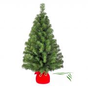 Plastový vánoční stromek WARSCHAU, jutový pytel červená, 90cm, Ø50cm