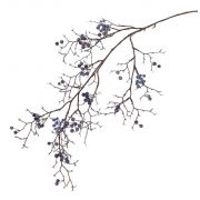 Větev z umělých sněhových bobulí GESA s plody, modrá, 100cm