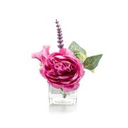 Uspořádání levandule z umělé růže IBIAS ve sklenici, růžovo-fialové, 10cm