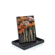 Kytice umělých květin JADEA v dárkové krabičce pro samovazbu, oranžovo-fialová, 30cm, Ø18cm