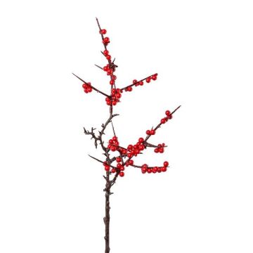 Umělá větev Ilex MARTEL s plody, červená, 55cm