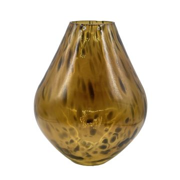 Skleněná váza RUSSELL, leopardí vzor, hnědá čirá, 28cm, Ø23cm