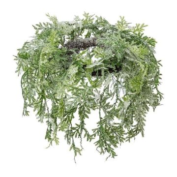 Umělý stropní věnec cypřiš SOVLI, zmrzlý, bílozelený, Ø55cm