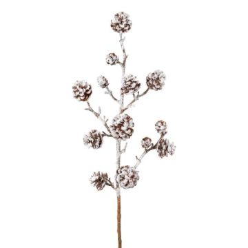 Umělá jedlová větev JORFEN se šiškami, zasněžená, bílo-hnědá, 60cm