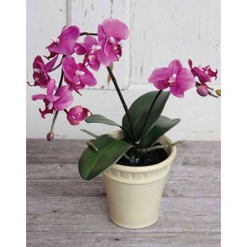 Umělá orchidej phalaenopsis ZAHRA, dekorativní květináč, růžová, 50cm
