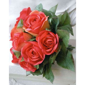 Umělý svazek růží JASCHA, červený, 25cm, Ø25cm