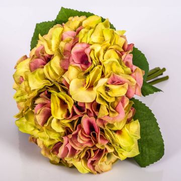 Umělá kytice hortenzie KLARA, zeleno-růžová, 30cm, Ø18cm
