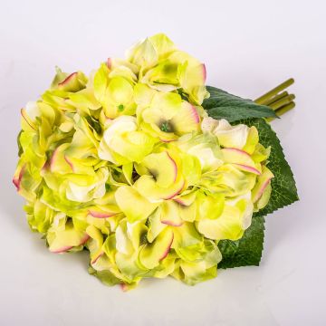 Umělá kytice hortenzie KLARA, žluto-zelená, 30cm, Ø18cm