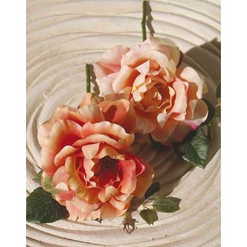 Umělá divoká růže OCTAVIA, oranžová, 20cm, Ø12cm
