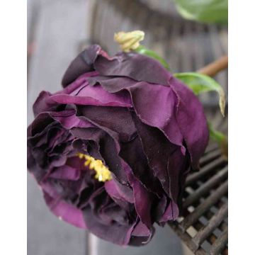 Umělá růže stolistá TAYNARA, tmavě fialová, 50cm, Ø9cm