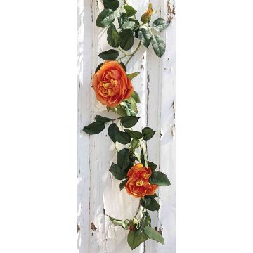 Dekorativní věnec z růže stolisté CRISTIANA, oranžový, 180cm, Ø6-9cm