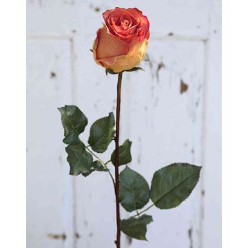 Umělá růže OPHELIE, oranžovo-žlutá, 85cm, Ø7cm