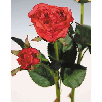 Textilní růže QUEENIE, červená, 30cm, Ø3-5cm