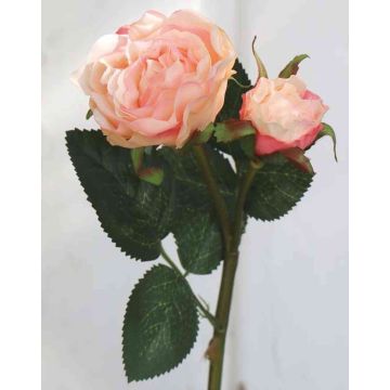 Textilní růže QUEENIE, meruňkově růžová, 30cm, Ø3-5cm