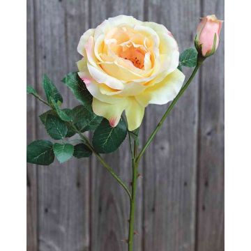 Umělá růže KAMILA, žlutá, 40cm, Ø13cm