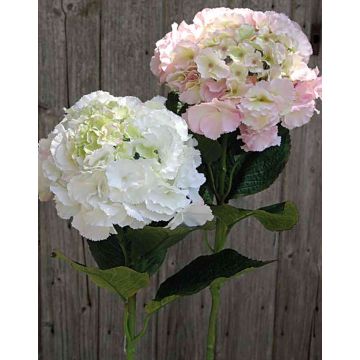 Textilní květinová hortenzie ANGELINA, růžovo-zelená, 70cm, 23cm