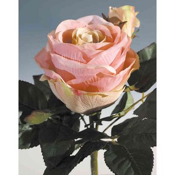 Umělá růže VIVIANE na zápichu, růžovo-krémová, 23cm, Ø4-10cm