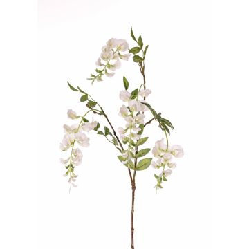 Textilní větev vistárie SOULA s květy, bílá, 80cm