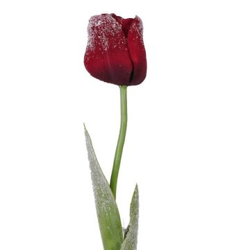 Textilní tulipán PILVI, zmrzlý, tmavě červená, 65cm, Ø5cm