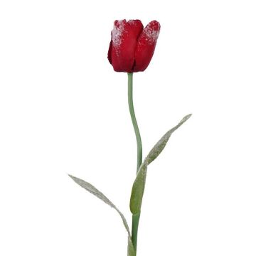 Textilní tulipán PILVI, zmrzlý, červená, 65cm, Ø5cm