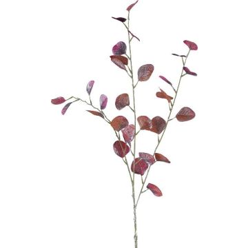 Umělá větvička eukalyptu PLOHIN, třpytky, tmavě červená, 95cm