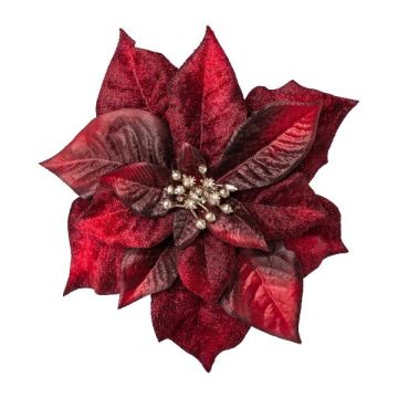 Sametová poinsettie SINFE, vínově červená, Ø18cm