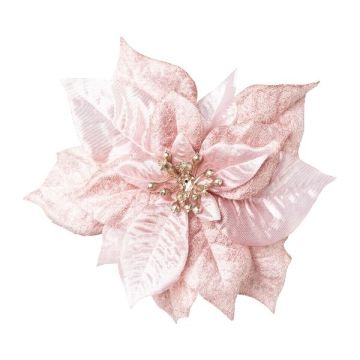 Sametová poinsettie SINFE, růžová, Ø18cm