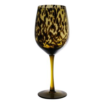 Sklenice na bílé víno RUSSELL, leopardí vzor, hnědočirá, 22,5 cm, Ø8 cm