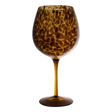 Sklenice na červené víno RUSSELL, leopardí vzor, hnědá čirá, 23,5 cm, Ø9,5 cm