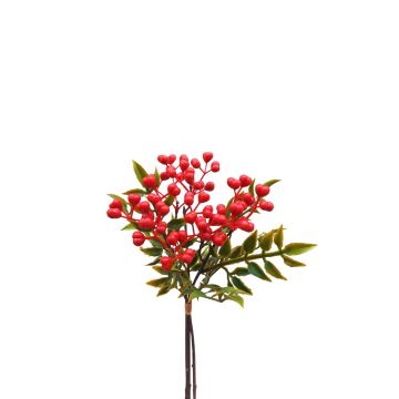 Plastová jeřabinová větev ELNATAN ve svazku, ovoce, červená, 30cm