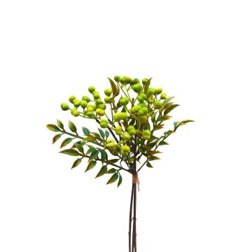Plastová jeřabinová větev ELNATAN ve svazku, plody, zelená, 30cm