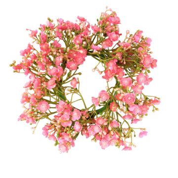 Umělý gypsophila věnec LITAGO, růžovo-růžový, Ø20cm