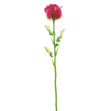 Plastová růže EVARISTO ve vzhledu skla, 12 kusů, vínově červená, 80cm