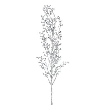 Dekorační větvička z bobulí BLERTO, bobule, stříbrná, 55cm