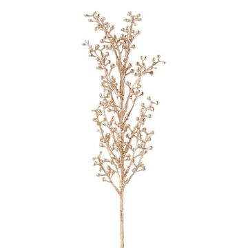 Dekorativní větev maketa bobulí BLERTO, bobule, šampaňské, 55cm
