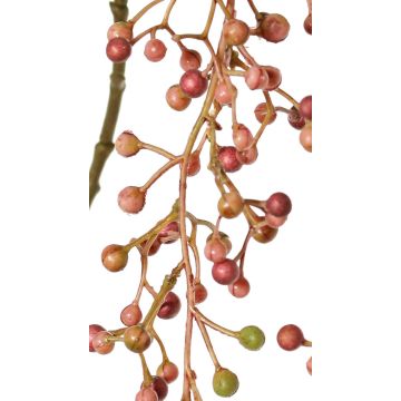 Umělá větev jeřábu JANNAH s plody, růžovo-zelená, 120cm