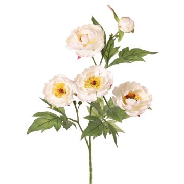 Umělá větev pivoňky LARDUAN, Eco Collection, světle růžovo-bílá, 60cm, Ø7cm