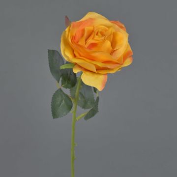 Textilní květina růže SIMONY, žluto-oranžová, 45cm, Ø8cm