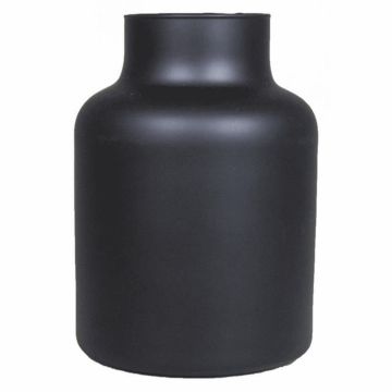 SIARA skleněná váza na květiny, matná černá, 20cm, Ø15cm