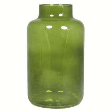 Skleněná stolní váza SIARA ze skla, olivově zelená-čirá, 25cm, Ø15cm