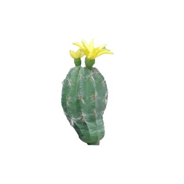 Umělý sloupovitý kaktus FENFANG s květy, zápich, žlutá, 16cm