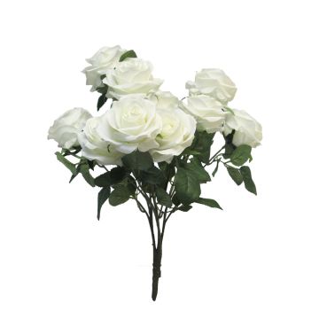 Dekorační květinový keř růží KAILIN na zápichu, bílý, 40cm