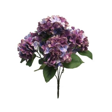 Umělá květina hortenzie LINJIA na zápichu, fialovo-fialová, 45cm