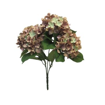 Umělá květina hortenzie LINJIA na zápichu, hnědozelená, 45cm