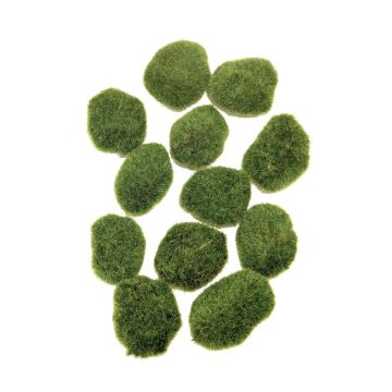 Umělé mechové kameny LILUDA, 12 kusů, zelené, 9cm