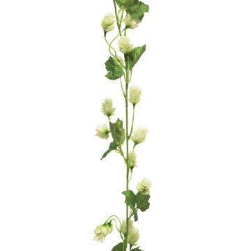 Umělý chmelový věnec MUYOU s květy, krémový, 180cm